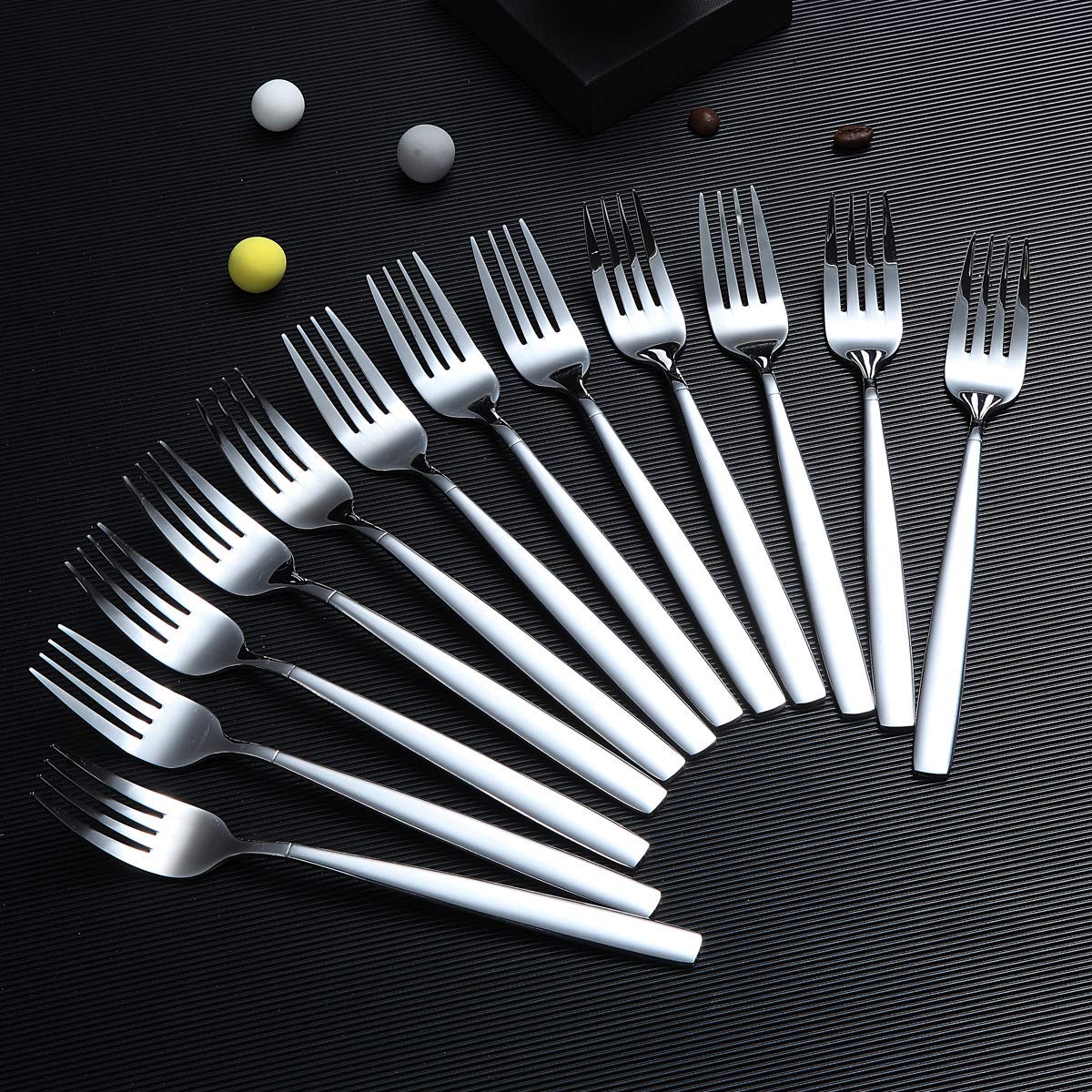 Berglander Dinner Forks Of 12, Stainless Steel Modern Fork Set, Forks And Spoons Silverware, Spoons And Forks Set